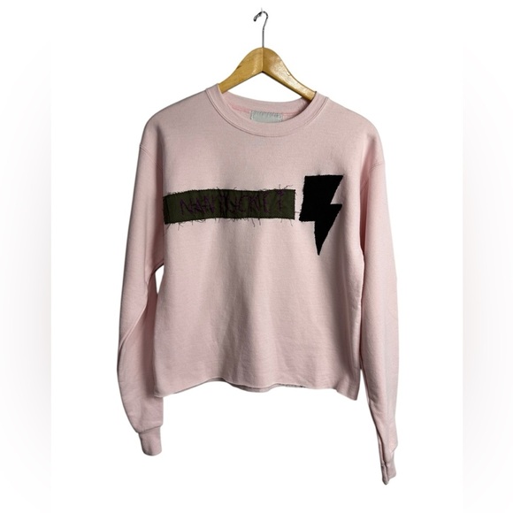 Unemployed Denim Nantucket Lighting Bolt Pink Sweatshirt NWT - Picture 1 of 5